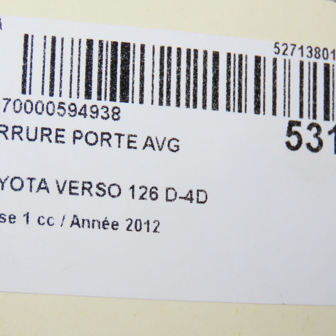 Serrure porte avg occasion TOYOTA VERSO Phase 1 06-2009->12-2012 126 D-4D 6904002210 6