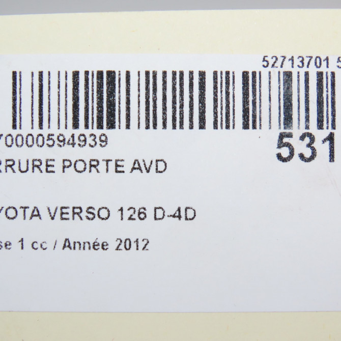 Serrure porte avd occasion TOYOTA VERSO Phase 1 06-2009->12-2012 126 D-4D 6903002231 6