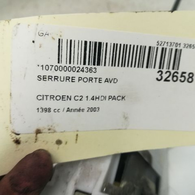Serrure porte avd occasion CITROEN C2 Phase 1 09-2003->10-2008 1.4 HDi 9136Q7 5