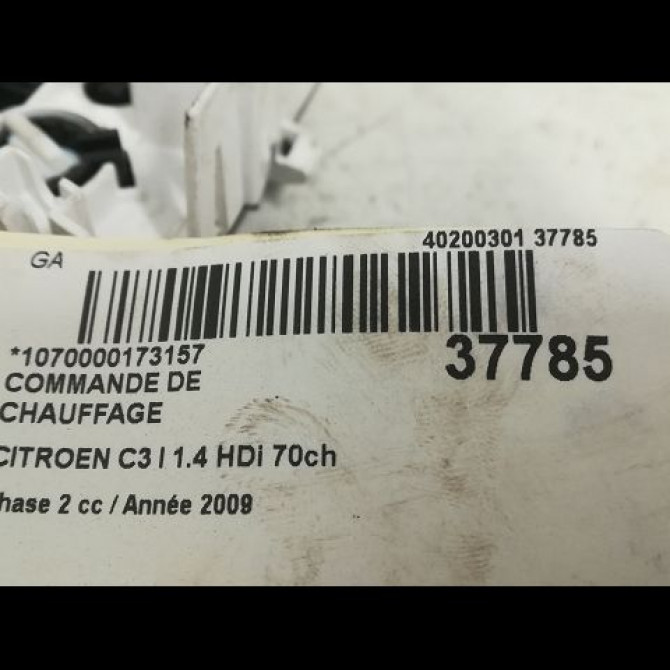 Commande de chauffage occasion CITROEN C3 I Phase 2 10-2005->12-2010 1.4 HDi 70ch 6452F7 3