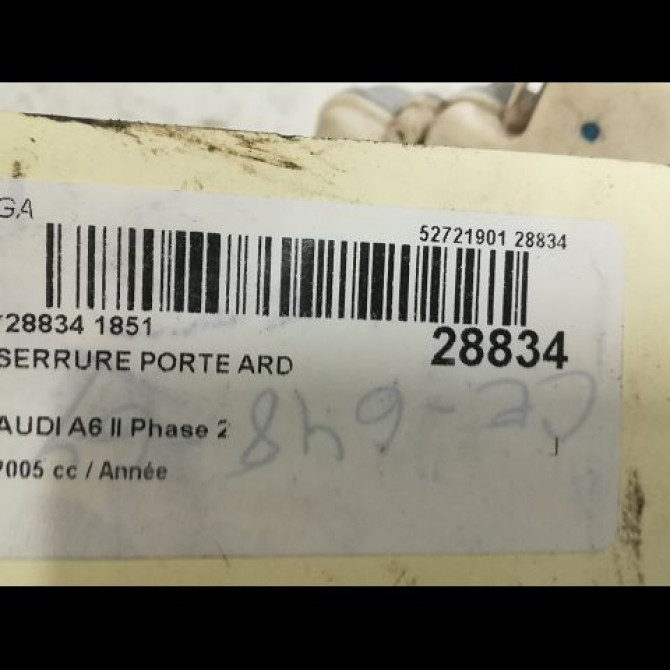 Serrure porte ard occasion AUDI A6 II Phase 2 07-2001->05-2004 4F0839016 3