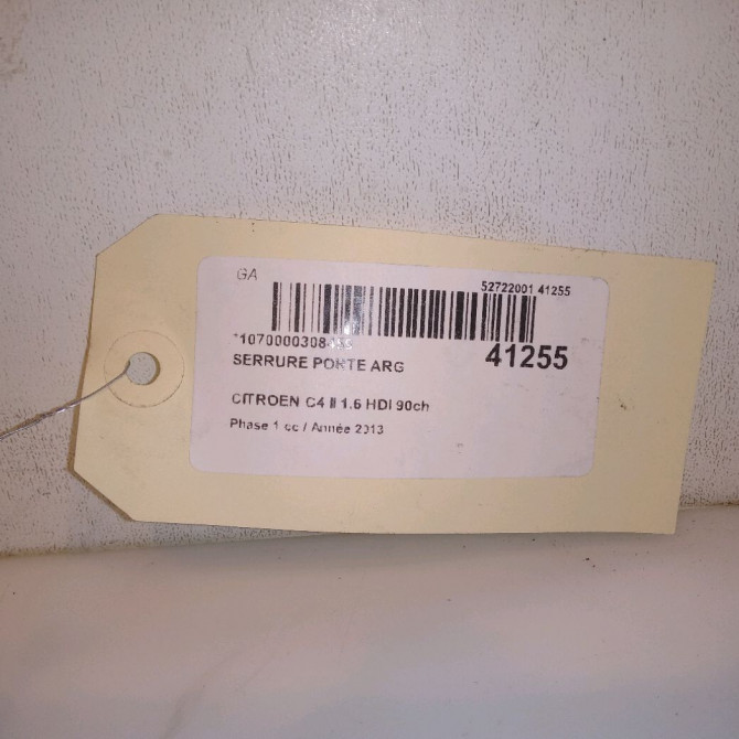 Serrure porte arg occasion CITROEN C4 II Phase 1 10-2010->01-2015 1.6 HDI 90ch 9137W1 4