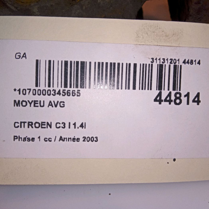 Moyeu avg occasion CITROEN C3 I Phase 1 04-2002->10-2005 1.4i 330776 4