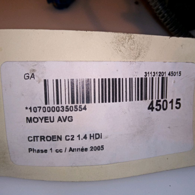 Moyeu avg occasion CITROEN C2 Phase 1 09-2003->10-2008 1.4 HDi 330776 4
