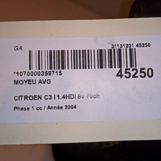 Moyeu avg occasion CITROEN C3 I Phase 1 04-2002->10-2005 1.4HDI 8v 70ch 330776 4