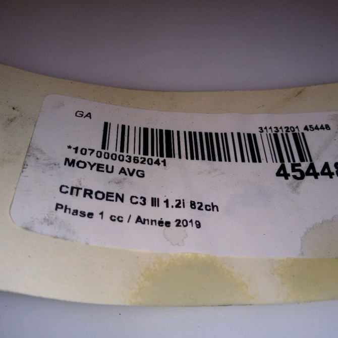 Moyeu avg occasion CITROEN C3 III Phase 1 10-2016->... 1.2i 82ch 330776 4