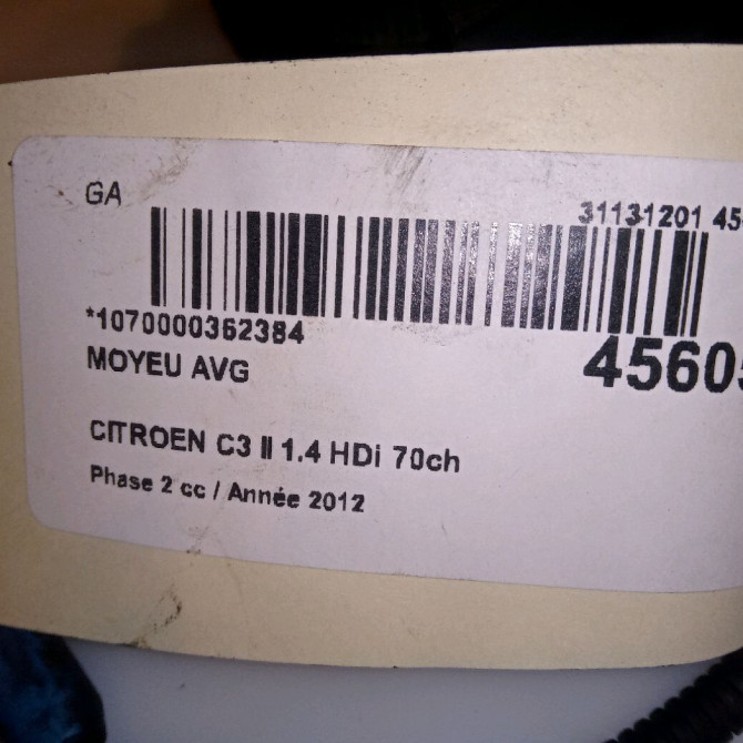 Moyeu avg occasion CITROEN C3 II Phase 2 03-2013->12-2016 1.4 HDi 70ch 330776 4