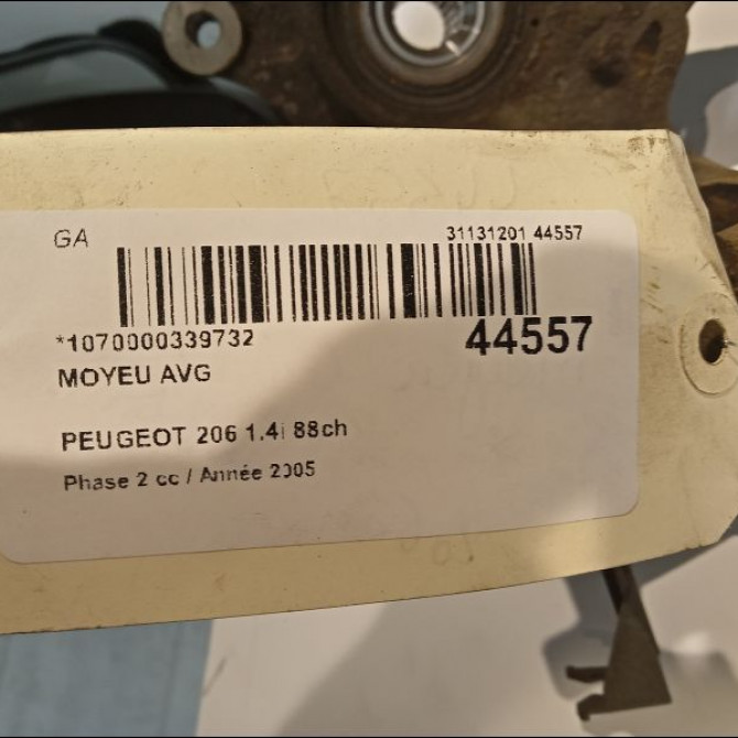 Moyeu avg occasion PEUGEOT 206 Phase 2 02-2003->02-2009 1.4i 88ch 330776 3