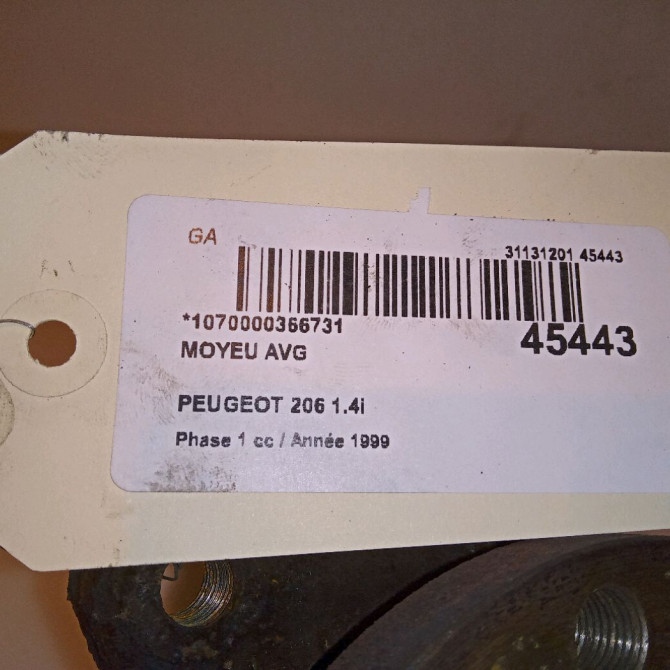 Moyeu avg occasion PEUGEOT 206 Phase 1 09-1998->03-2009 1.4i 330776 4