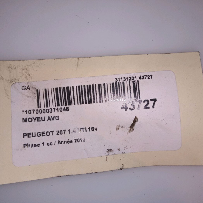 Moyeu avg occasion PEUGEOT 207 Phase 1 04-2006->06-2013 1.4 VTI 16v 95ch 330776 4