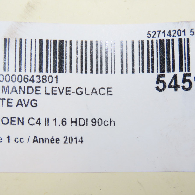 Commande lève-glace porte avant gauche occasion CITROEN C4 II Phase 1 10-2010->01-2015 1.6 HDI 90ch 6490JX 6