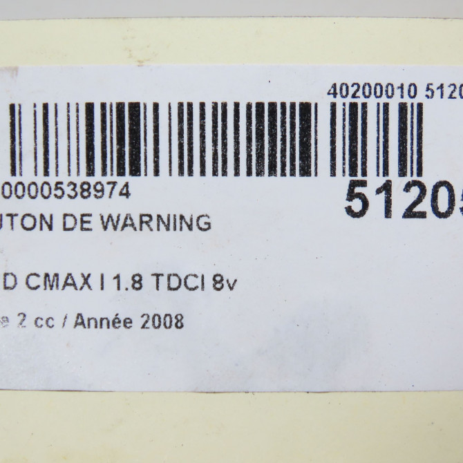 Bouton de warning occasion FORD CMAX I Phase 2 03-2007->09-2010 1.8 TDCI 8v 115ch 1471731 5