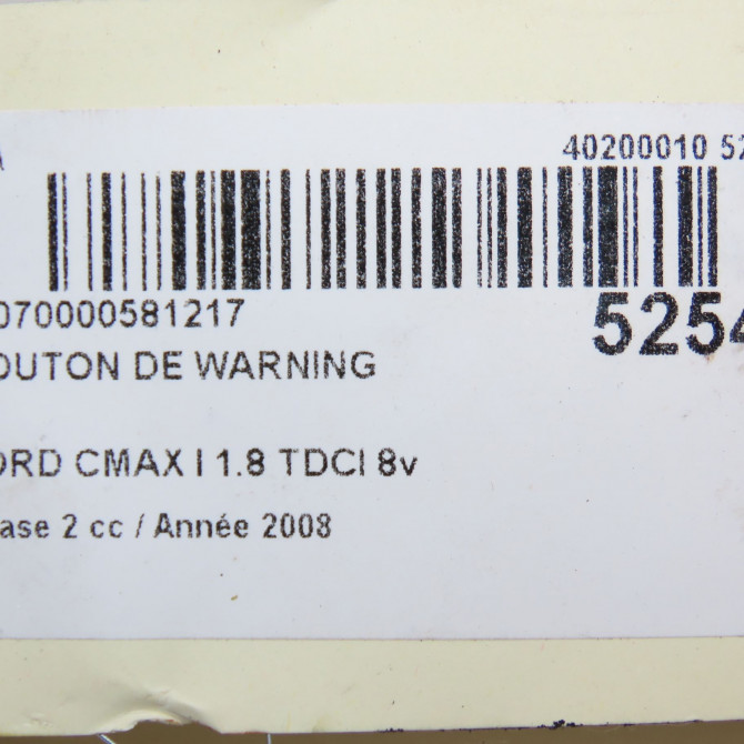 Bouton de warning occasion FORD CMAX I Phase 2 03-2007->09-2010 1.8 TDCI 8v 115ch 1471731 5