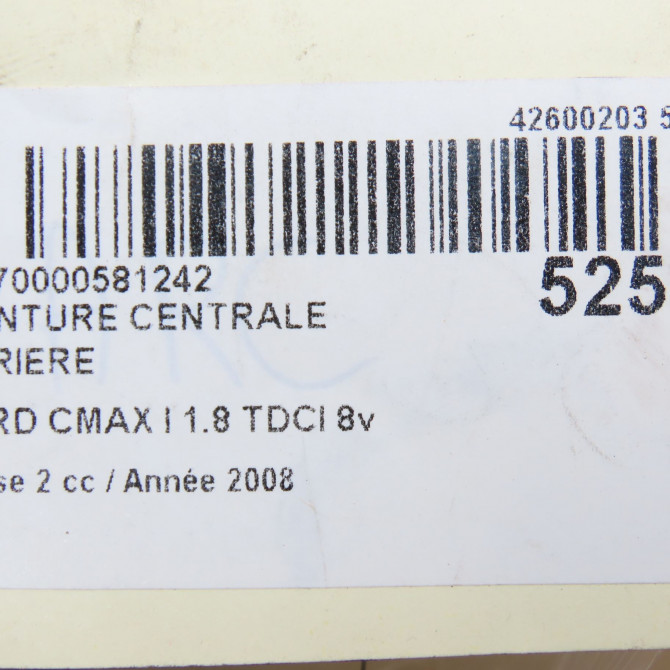 Ceinture centrale arriere occasion FORD CMAX I Phase 2 03-2007->09-2010 1.8 TDCI 8v 115ch 1529780 5