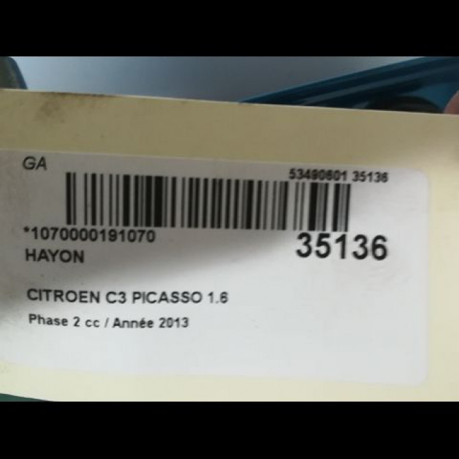 Hayon occasion CITROEN C3 PICASSO Phase 2 09-2012->... 1.6 HDI 90ch 9803598080 3