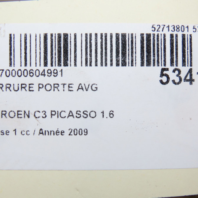 Serrure porte avg occasion CITROEN C3 PICASSO Phase 1 02-2009->08-2012 1.6 HDi 90ch 9135FR 7