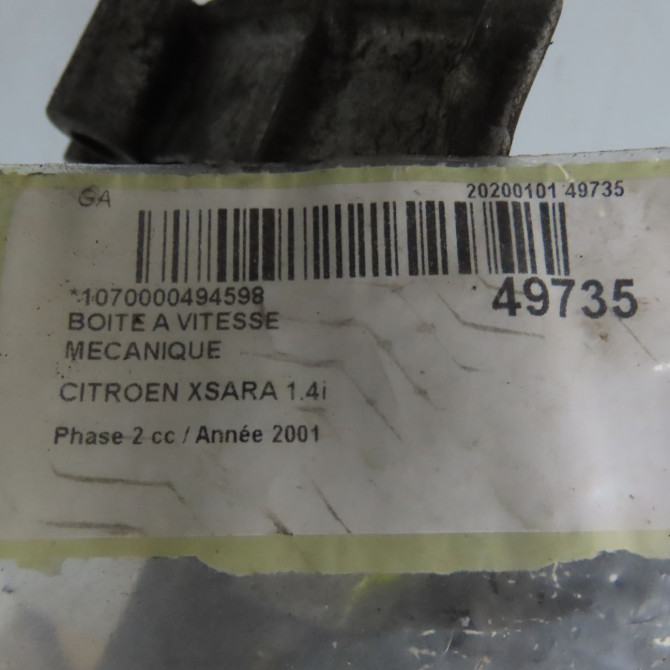 Boîte à vitesse mecanique occasion CITROEN XSARA Phase 2 09-2000->12-2005 1.4i 2222T1 6