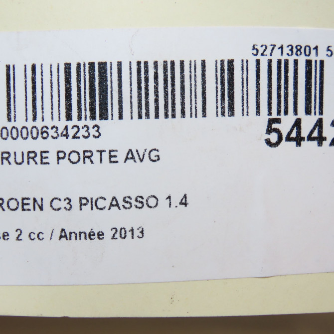 Serrure porte avg occasion CITROEN C3 PICASSO Phase 2 09-2012->... 1.4 VTI 95ch 9135FR 7