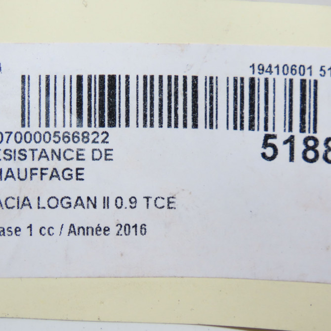 Resistance de chauffage occasion DACIA LOGAN II Phase 1 06-2013->... 0.9 TCE 90ch 271432523R 5