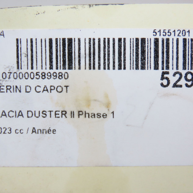 Verin d capot occasion DACIA DUSTER II Phase 1 10-2017->... 654702645R 4