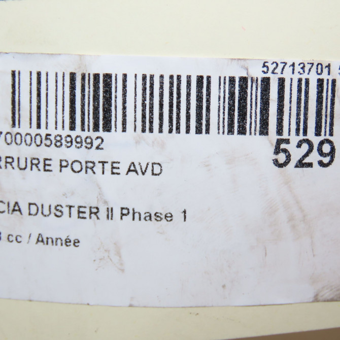 Serrure porte avd occasion DACIA DUSTER II Phase 1 10-2017->... 805027878R 5