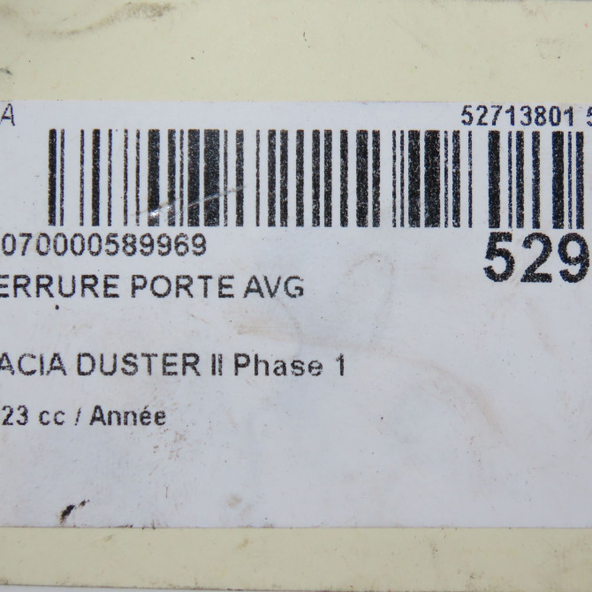 Serrure porte avg occasion DACIA DUSTER II Phase 1 10-2017->... 805032234R 5