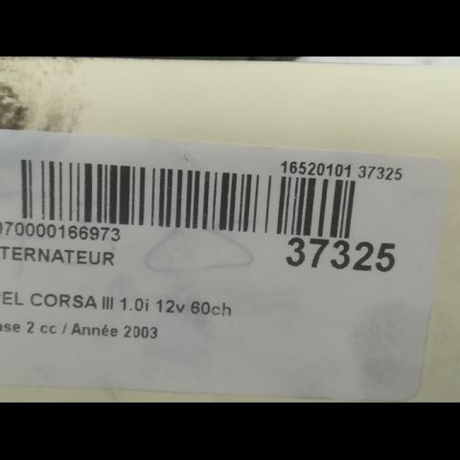 Alternateur occasion OPEL CORSA III Phase 2 08-2003->09-2006 1.0i 12v 60ch 13256929 3