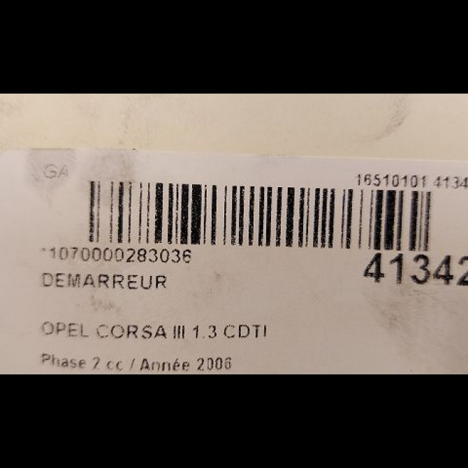 Démarreur occasion OPEL CORSA III Phase 2 08-2003->09-2006 1.3 CDTI 70ch 93169458 3