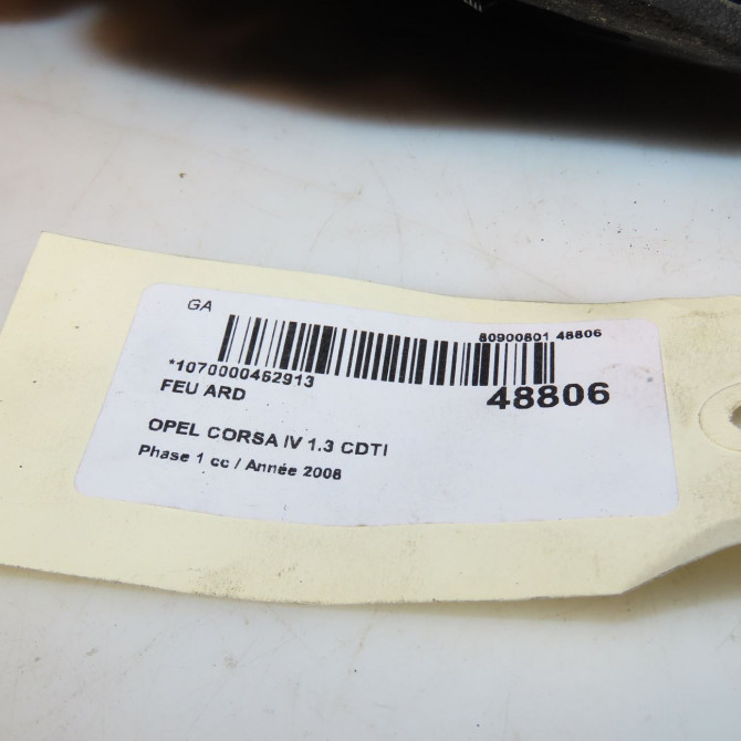 Feu arrière droit occasion OPEL CORSA IV Phase 1 09-2006->12-2010 1.3 CDTI 90ch 93190951 4