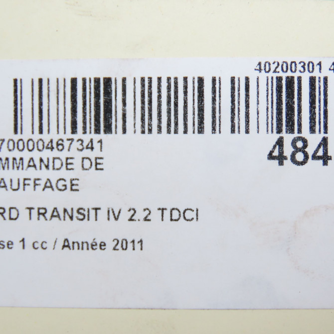 Commande de chauffage occasion FORD TRANSIT IV Phase 1 09-2006->... 2.2 TDCI 110ch 4738853 6