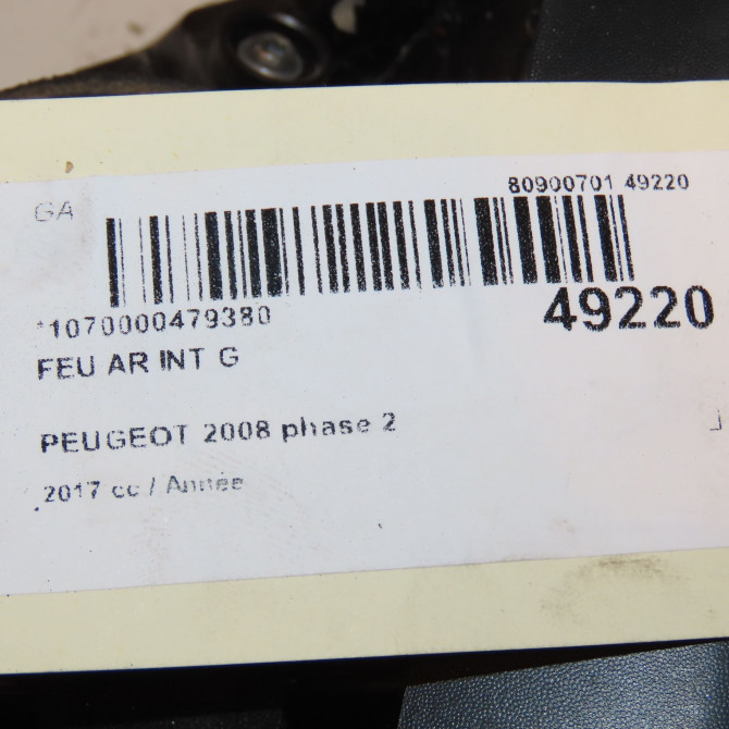 Feu arrière interieur gauche occasion PEUGEOT 2008 Phase 1 01-2013->... 1.2i PURETECH 110ch 9814758480 4