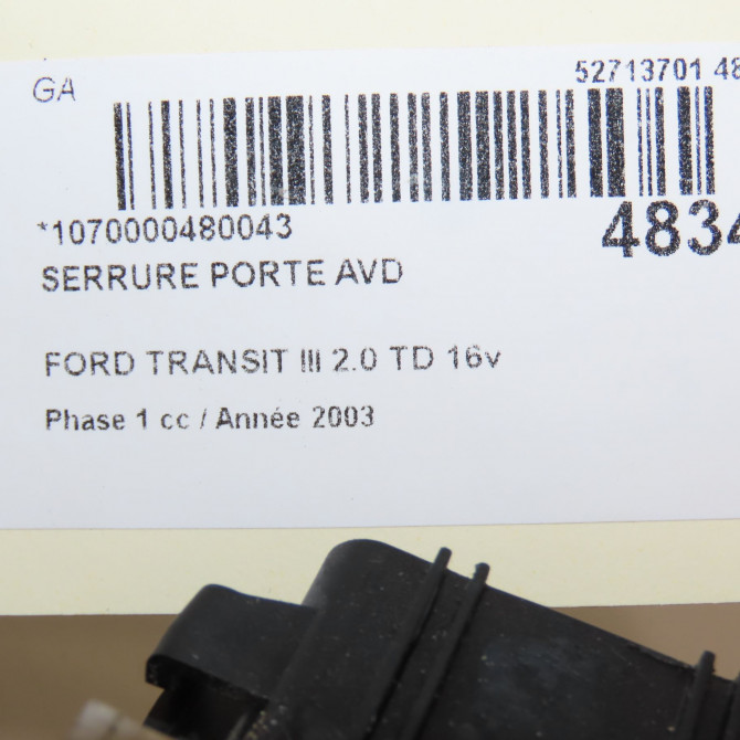Serrure porte avd occasion FORD TRANSIT III Phase 1 08-2000->09-2006 2.0 TD 16v 100ch 1818766 5
