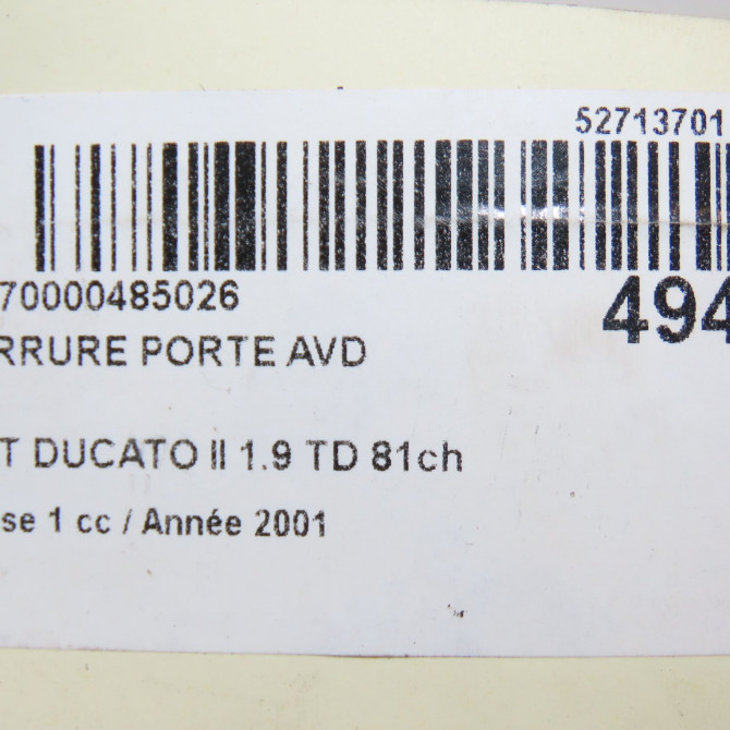 Serrure porte avd occasion FIAT DUCATO II Phase 1 06-1994->03-2002 1.9 TD 81ch 1322692080 5