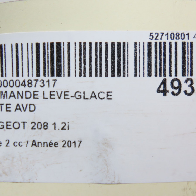 Commande lève-glace porte avant droite occasion PEUGEOT 208 Phase 2 04-2015->... 1.2i PURETECH 110ch 96758217ZD 5