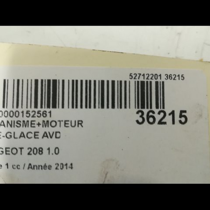 Mecanisme + moteur lève-glace avant droit occasion PEUGEOT 208 208 Phase 1 2012-03-01->2015-09-30 1.0 PURETECH 68ch 9673155180 3