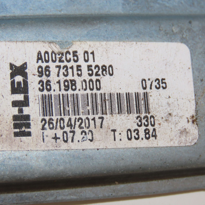 Mecanisme+moteur leve-glace avg occasion PEUGEOT 208 Phase 2 04-2015->... 1.2i PURETECH 110ch 9673155280 6