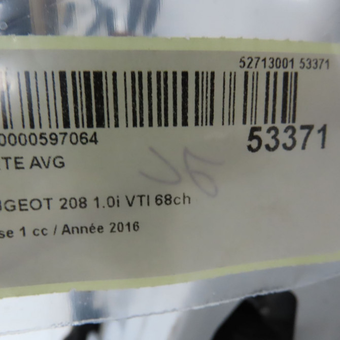 Porte avant gauche occasion PEUGEOT 208 208 Phase 1 2012-03-01->2015-09-30 1.0i VTI 68ch 9805822580 5