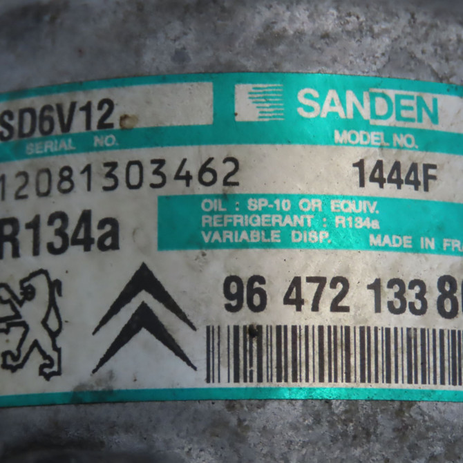 Compresseur air conditionne occasion PEUGEOT 307 Phase 1 04-2001->06-2005 2.0 HDI 16v 136ch 6453PE 6