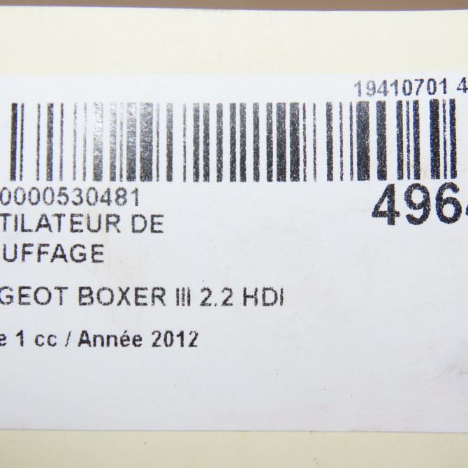 Ventilateur de chauffage occasion PEUGEOT BOXER III Phase 1 06-2006->... 2.2 HDI 120ch 6441Y2 6