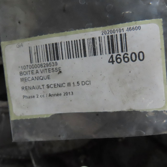 Boîte à vitesse mecanique occasion RENAULT SCENIC III Phase 2 12-2011->03-2013 1.5 DCI 110ch 7