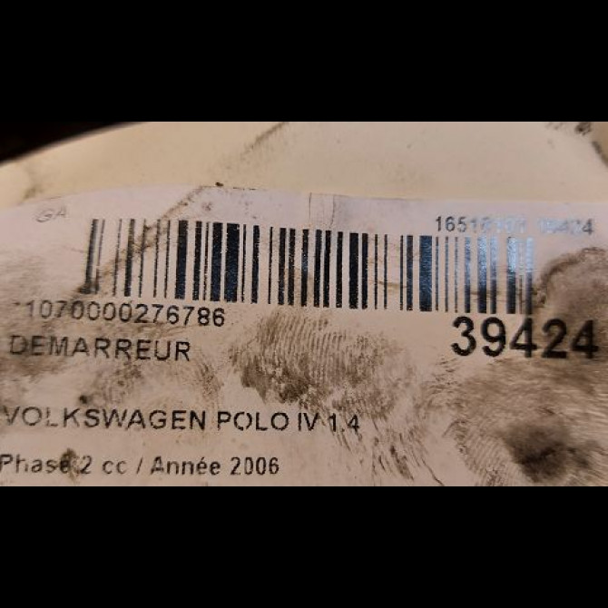 Démarreur occasion VOLKSWAGEN POLO IV Phase 2 05-2005->09-2009 1.4 TDI 70ch 2T911024 3