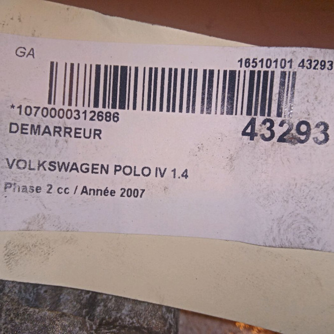 Démarreur occasion VOLKSWAGEN POLO IV Phase 2 05-2005->09-2009 1.4 TDI 70ch 2T911024 5