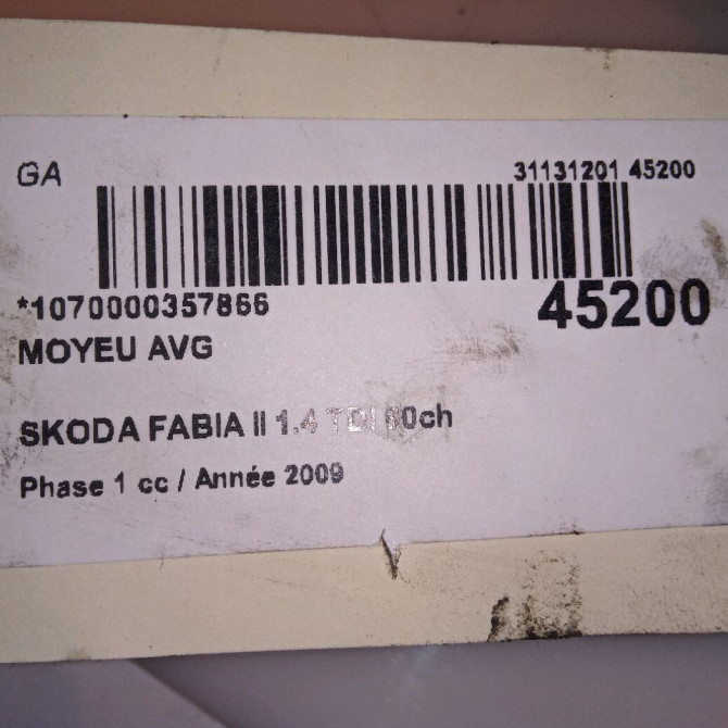 Moyeu avg occasion SKODA FABIA II Phase 1 05-2007->03-2010 1.4 TDI 80ch 6C0407621 4