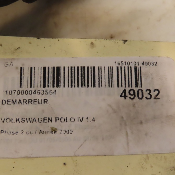 Démarreur occasion VOLKSWAGEN POLO IV Phase 2 05-2005->09-2009 1.4 TDI 70ch 2T911024 4