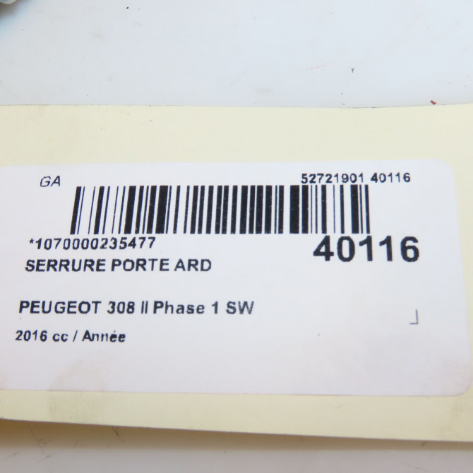 Serrure porte ard occasion PEUGEOT 308 II Phase 1 SW 02-2014->08-2017 9810309880 3