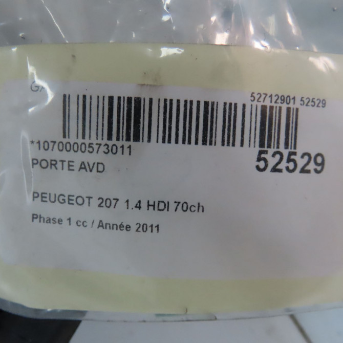 Porte avant droite occasion PEUGEOT 207 Phase 1 04-2006->06-2013 1.4 HDI 70ch 9004AR 4