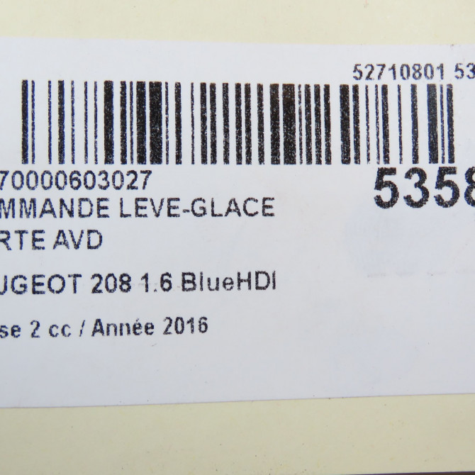 Commande lève-glace porte avant droite occasion PEUGEOT 208 Phase 2 04-2015->... 1.6 BlueHDI 75ch 96751118ZD 5