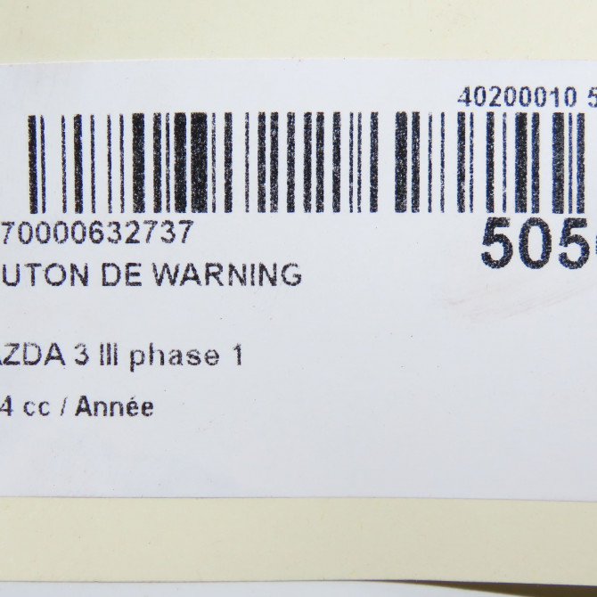 Bouton de warning occasion MAZDA 3 III phase 1 09-2013->... BHR1664H0 6