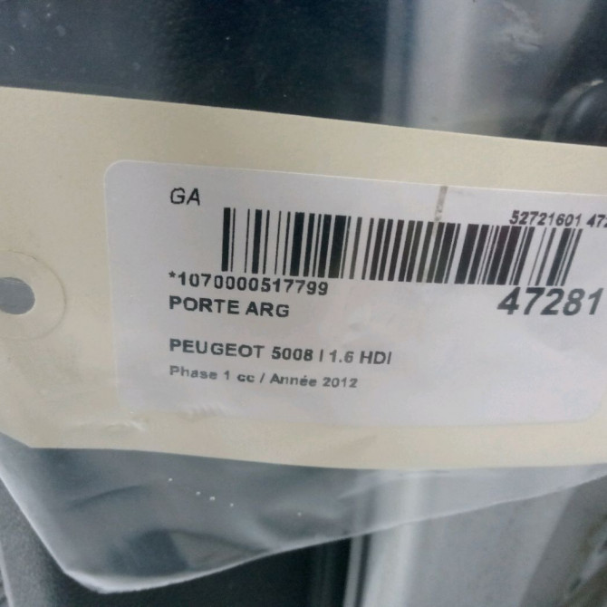 Porte arrière gauche occasion PEUGEOT 5008 I Phase 1 11-2009->12-2013 1.6 HDI 112ch 9006S6 3