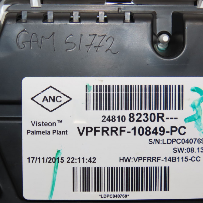 Compteur occasion RENAULT CAPTUR Phase 1 02-2013->... 1.2i 118 16V 248100202R 4